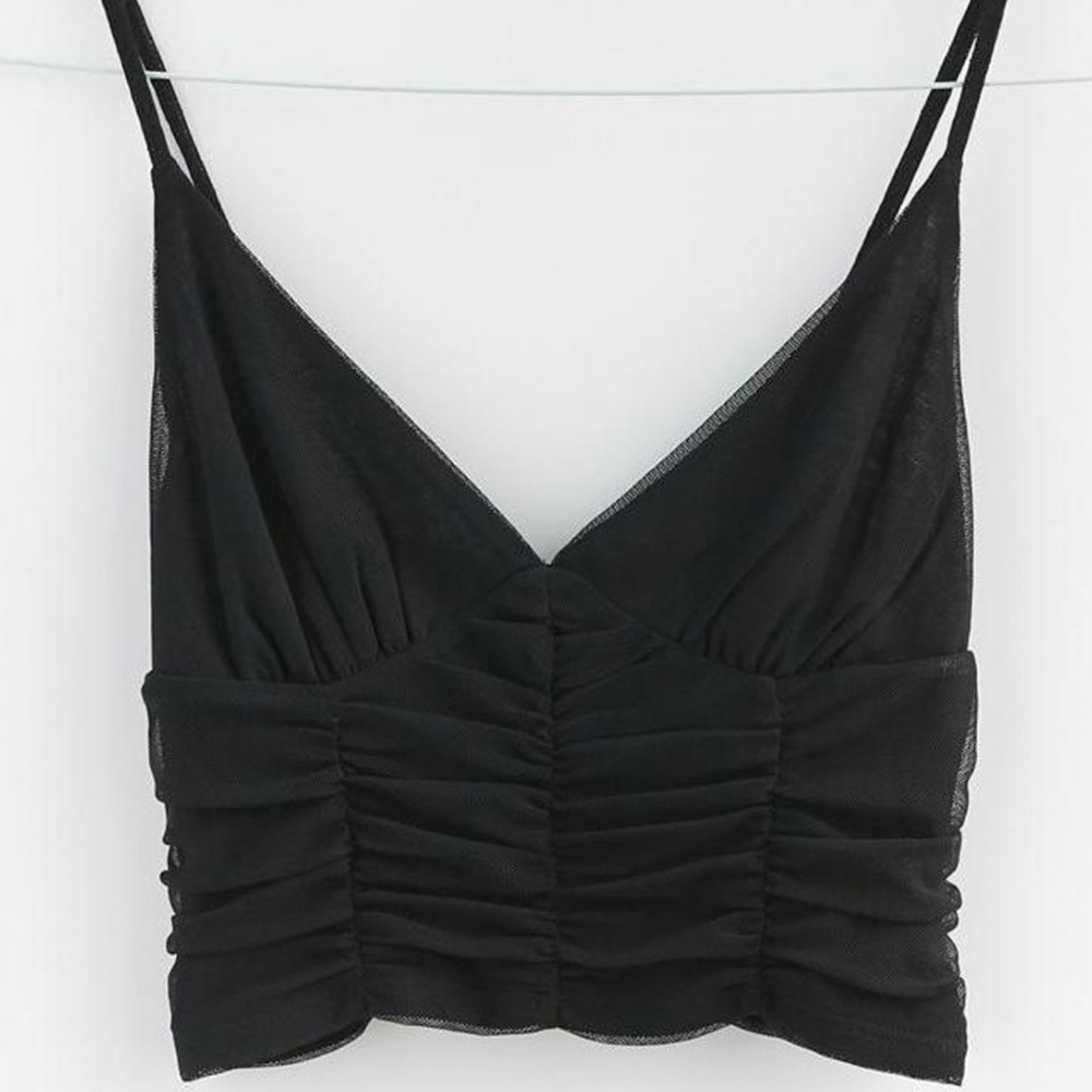 Urban Outfitters Black Mesh Plunge Tank